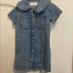Zara Kids Denim Dress with Ruffle Collar